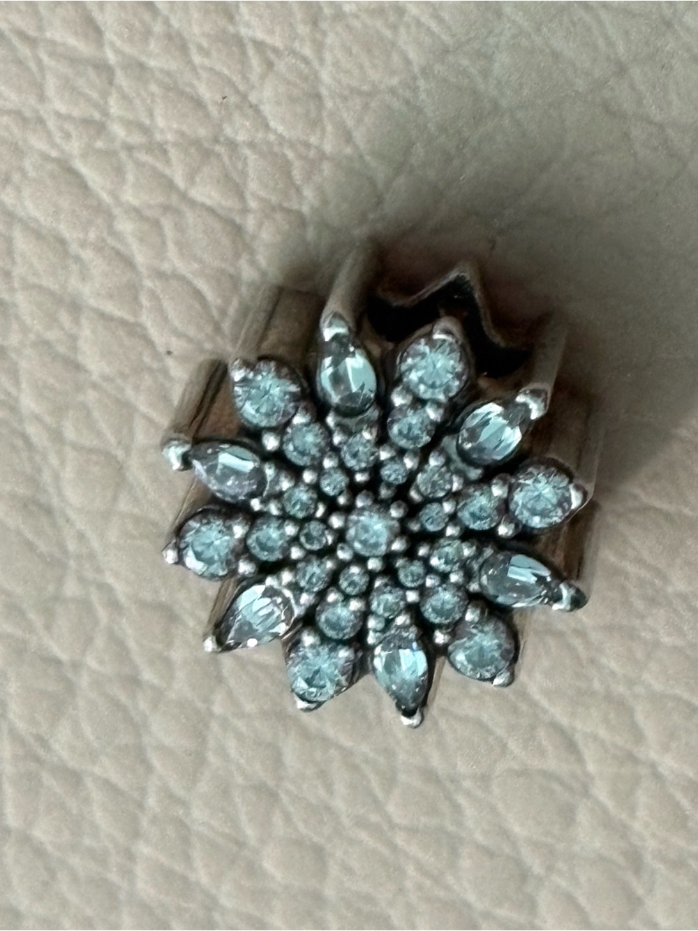 Pandora Silver-Tone Floral Charm with Clear Stones